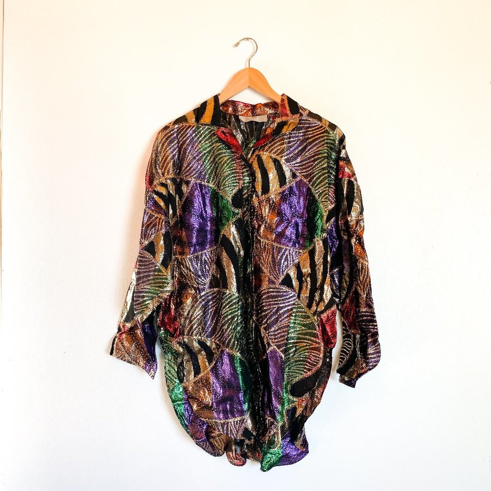 Vintage 80's Metallic Tropical Print Tunic